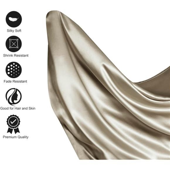 Silk Satin Sheets, 4-Piece Full Size Satin Bed Sheet Set with Deep Pockets - Picture 3 of 7